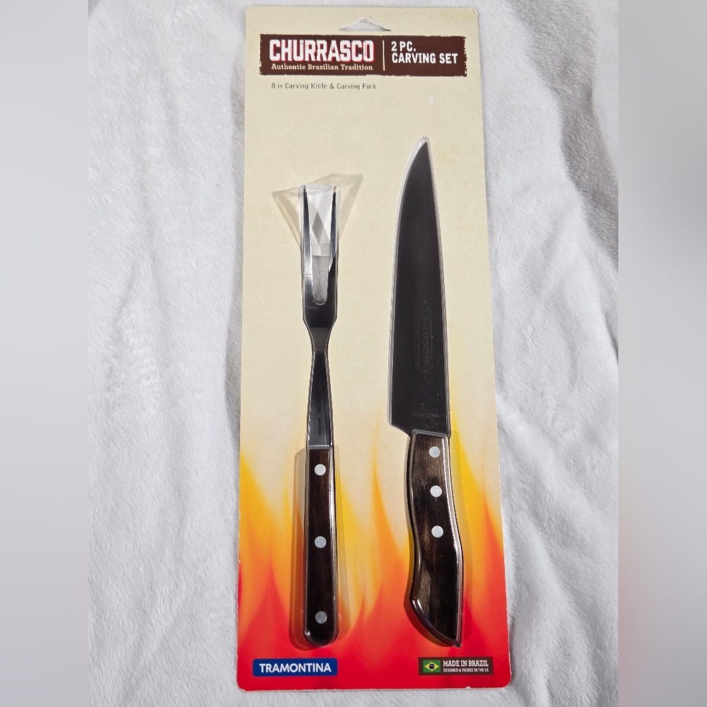 Tramontina Churrasco 2-Piece Carving Set with Brown Handles